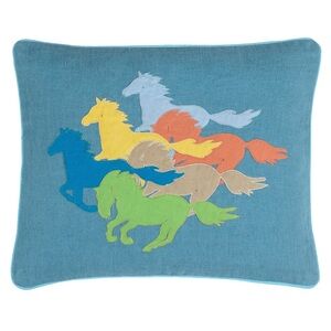 ANNIE SELKE Kit Kemp The Drift Applique Delft Horse Lumbar Pillow Pine Cone Hill